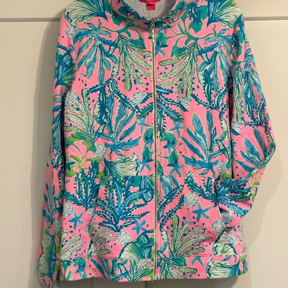 Lilly Pulitzer Betsey zip jacket UPF50. Mandeville Baby Hip Nautic. Sz L. NWT